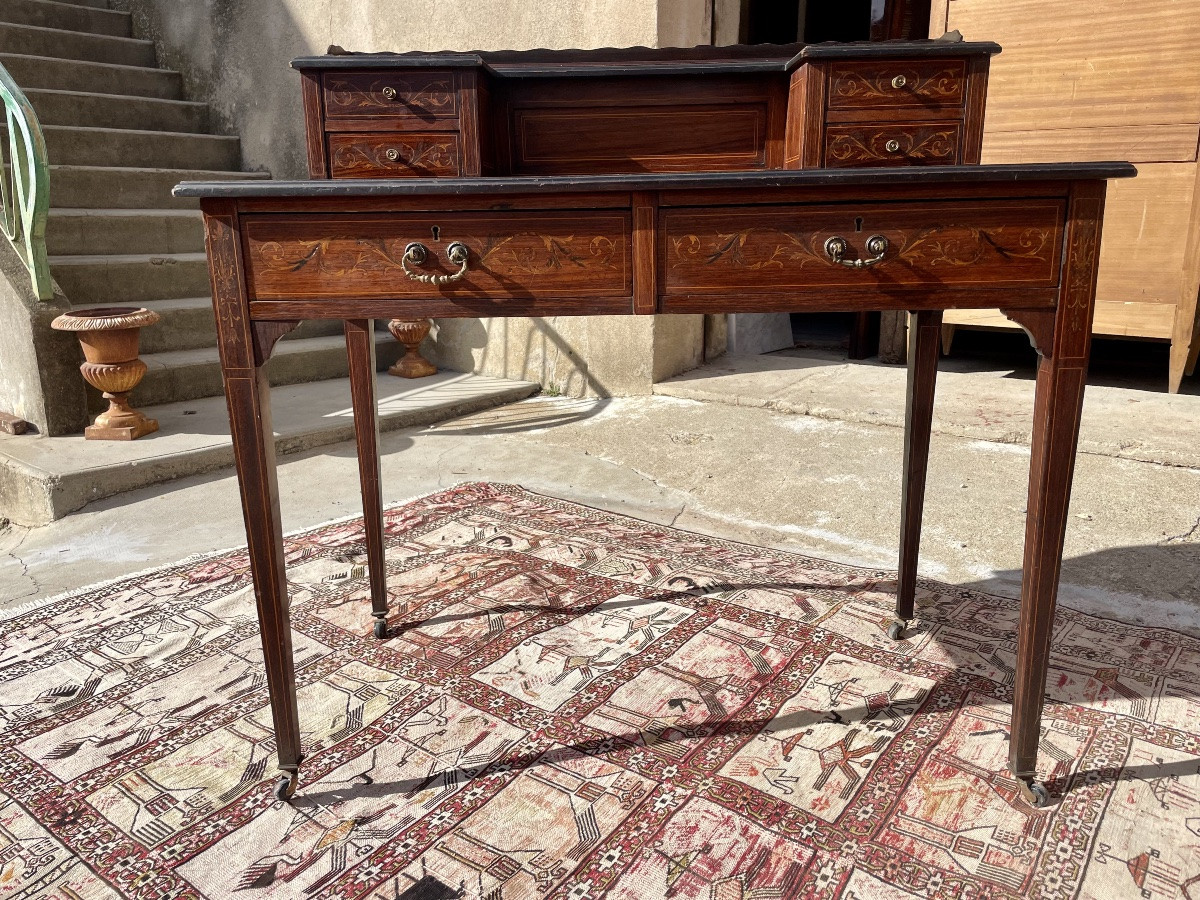 Bureau,, Bonheur, du jour, Louis XVI, en acajou d époque XIXÉM siècle -photo-4
