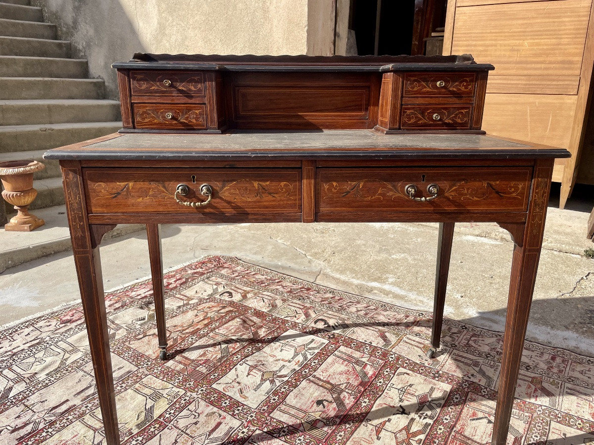 Bureau,, Bonheur, du jour, Louis XVI, en acajou d époque XIXÉM siècle -photo-4