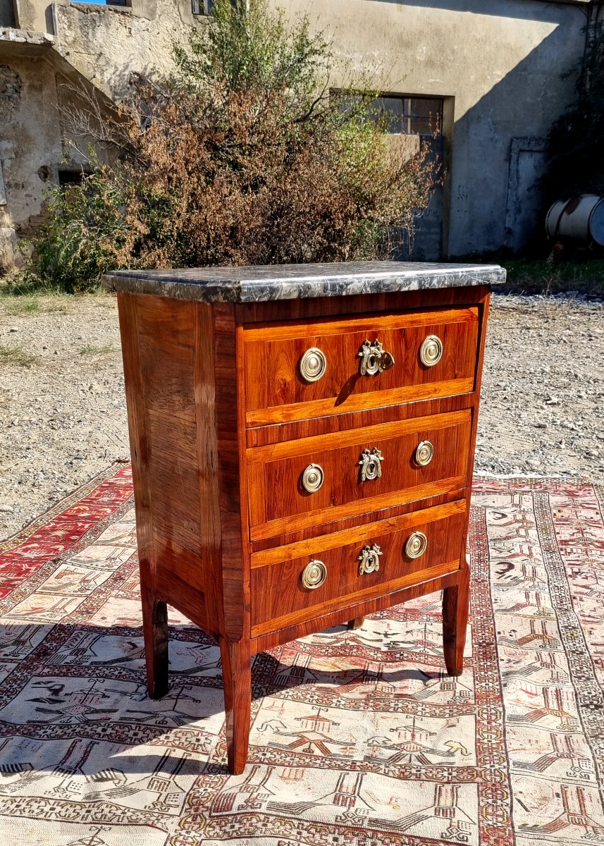 Petite commode Louis XVI en marqueterie epoque XVIIIé-photo-2