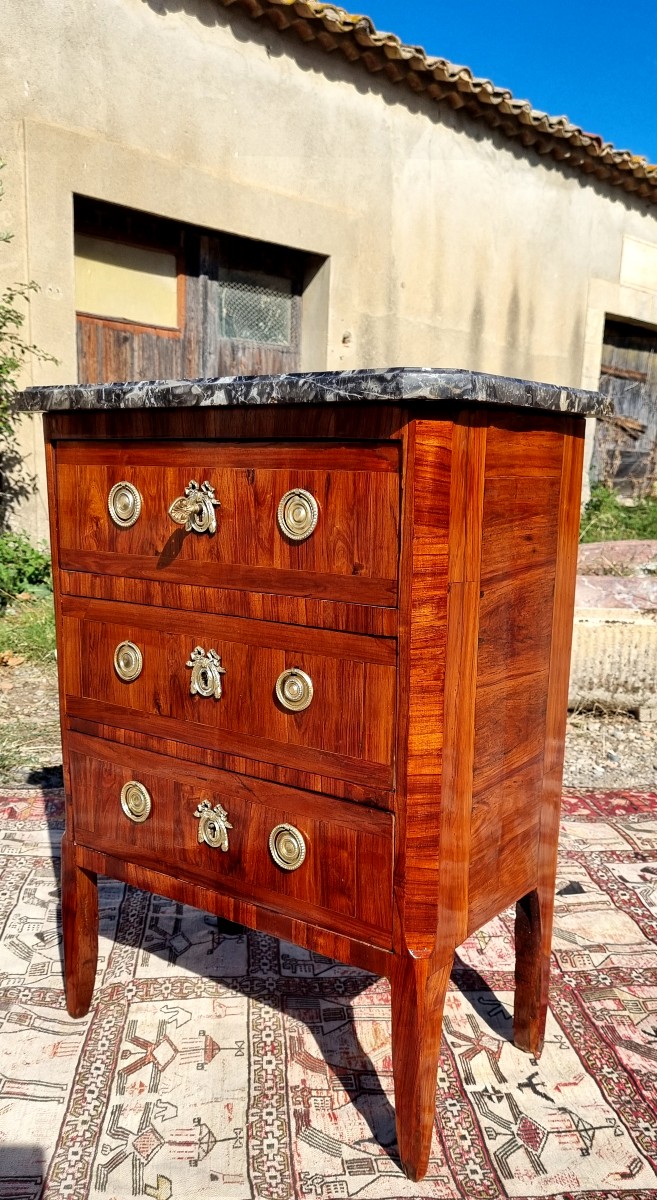 Petite commode Louis XVI en marqueterie epoque XVIIIé-photo-4