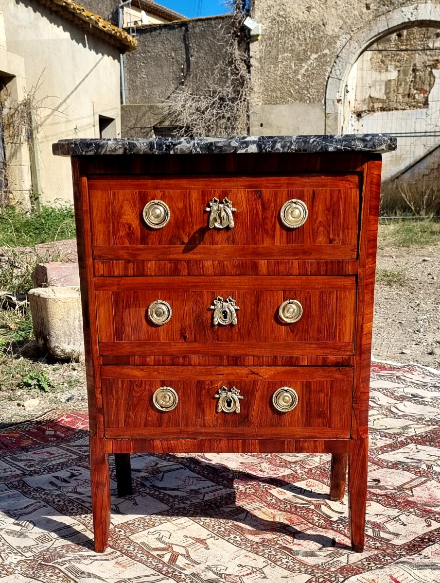 Petite commode Louis XVI en marqueterie epoque XVIIIé-photo-2