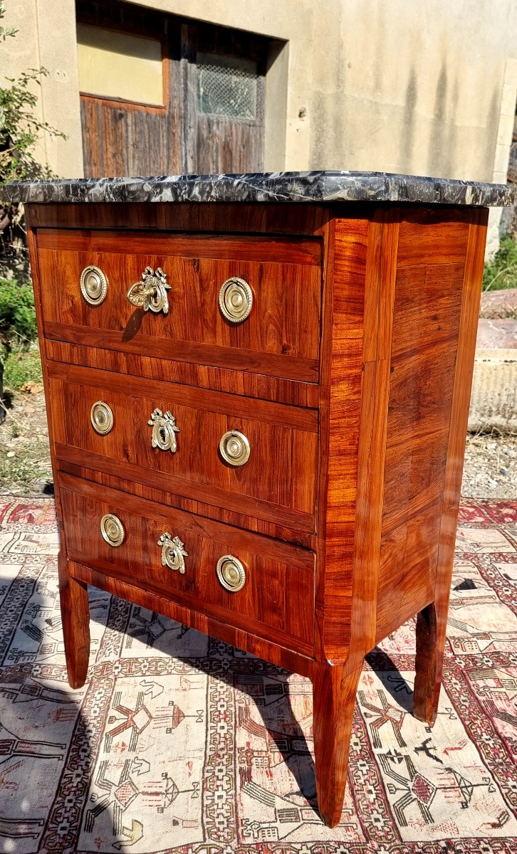 Petite commode Louis XVI en marqueterie epoque XVIIIé-photo-7