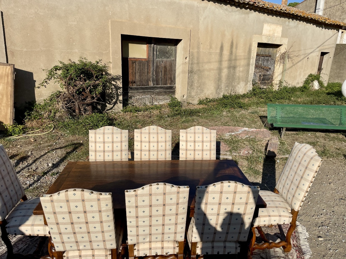 Set Of 8 Louis XIII Chairs, In Walnut, From The 1900s.-photo-3