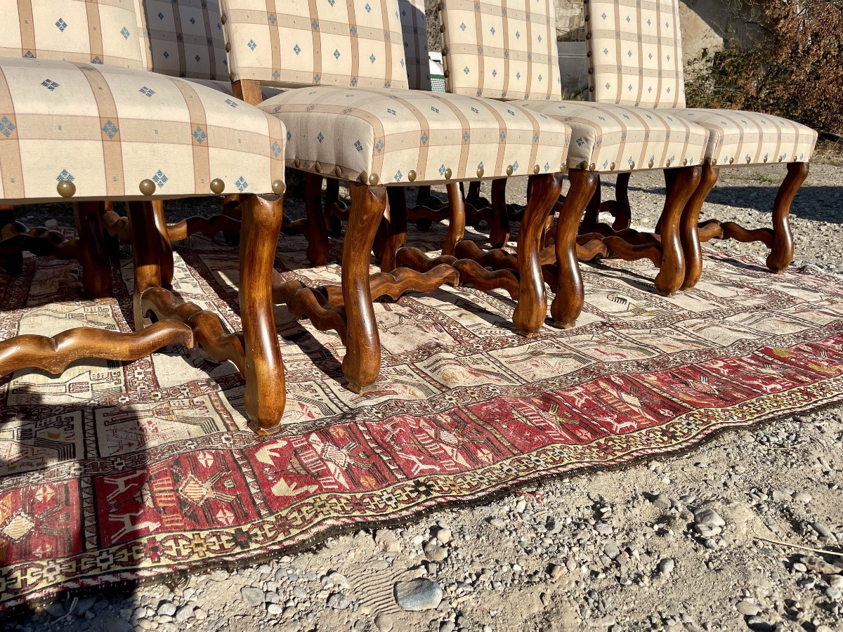 Set Of 8 Louis XIII Chairs, In Walnut, From The 1900s.-photo-5
