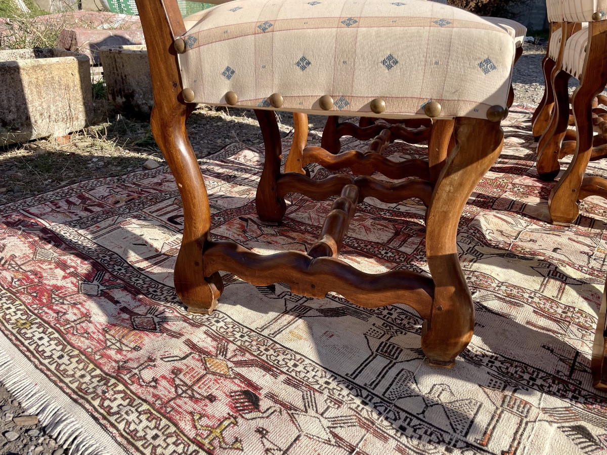 Set Of 8 Louis XIII Chairs, In Walnut, From The 1900s.-photo-7