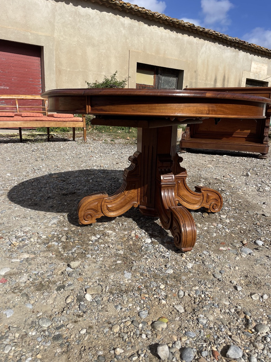 Round Walnut Dining Table From The Napoleon III Period, 19th Century -photo-3