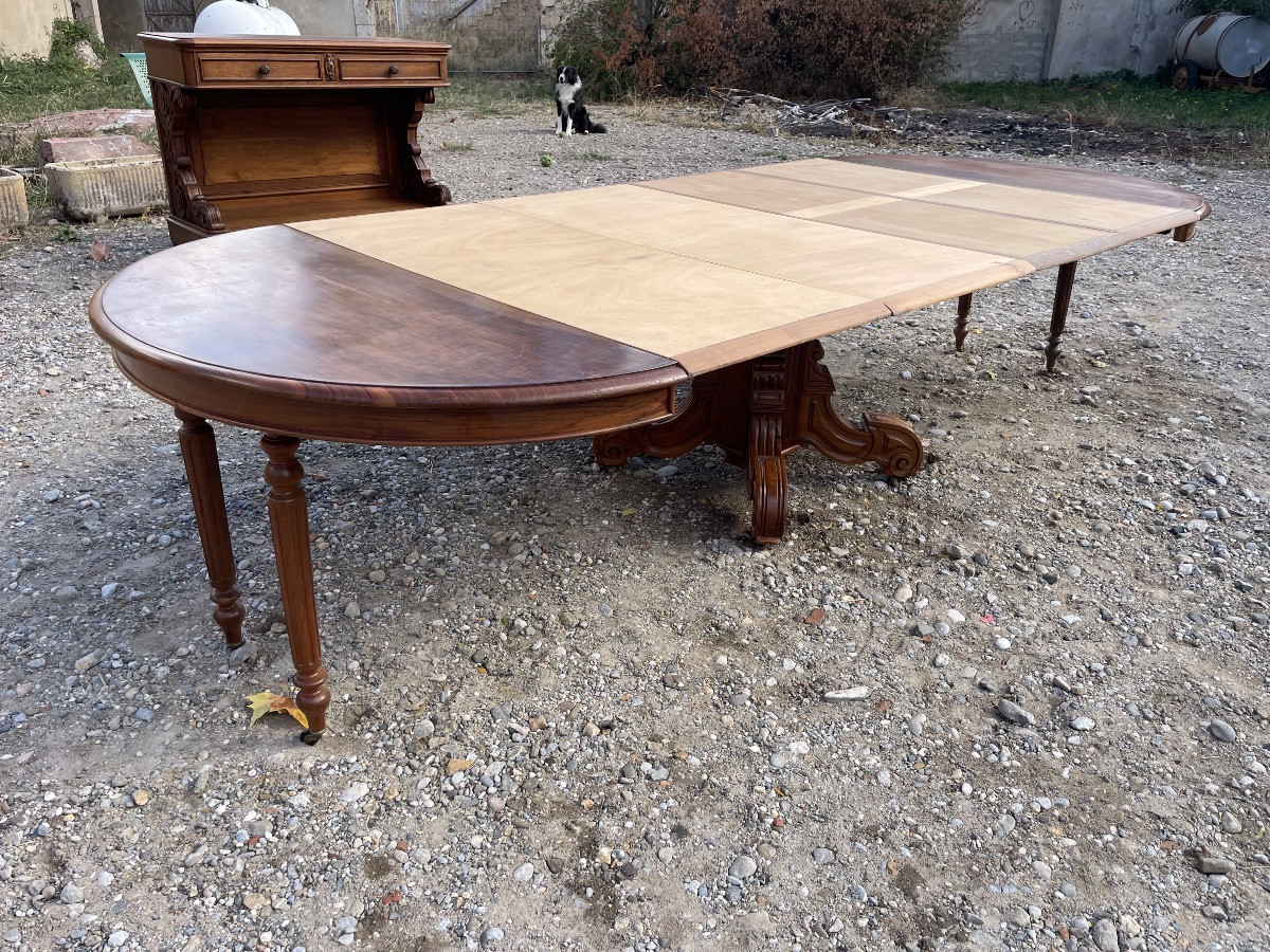 Round Walnut Dining Table From The Napoleon III Period, 19th Century -photo-5