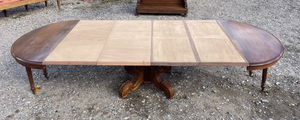 Round Walnut Dining Table From The Napoleon III Period, 19th Century -photo-2