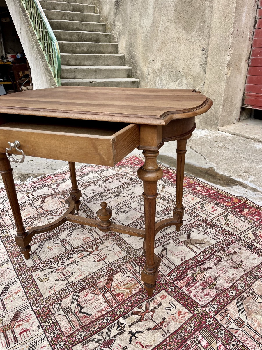 Petit bureau Napoléon IlI, en noyer massif, d époque XIXÉM siècle -photo-3