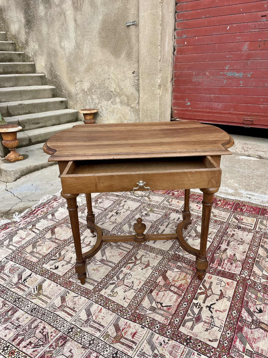 Petit bureau Napoléon IlI, en noyer massif, d époque XIXÉM siècle -photo-4