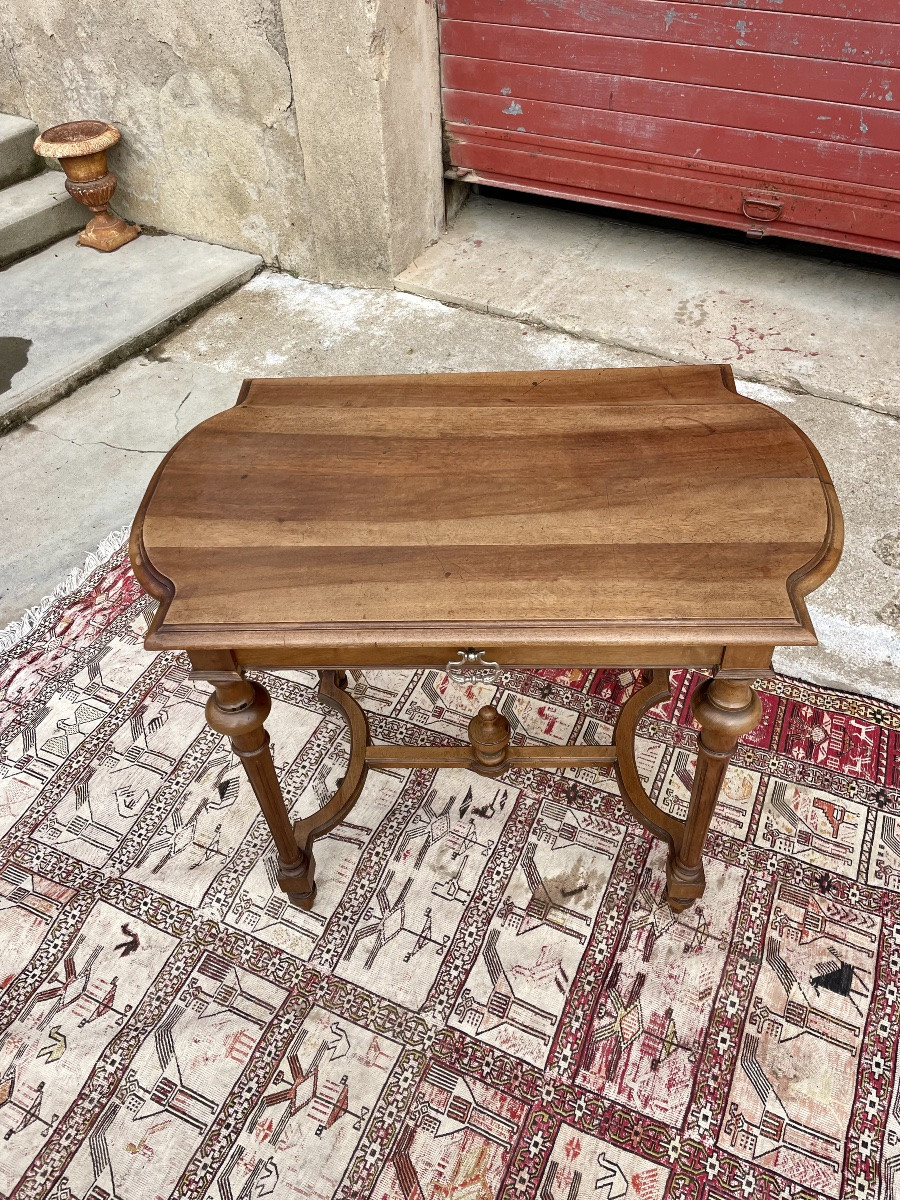 Petit bureau Napoléon IlI, en noyer massif, d époque XIXÉM siècle -photo-2