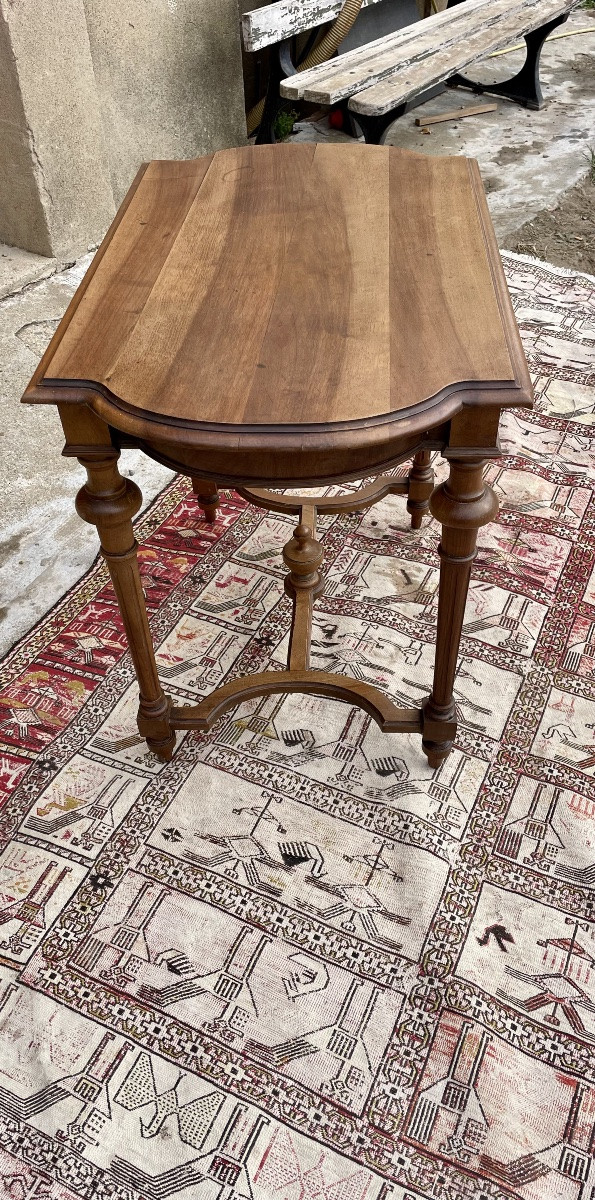 Petit bureau Napoléon IlI, en noyer massif, d époque XIXÉM siècle -photo-4