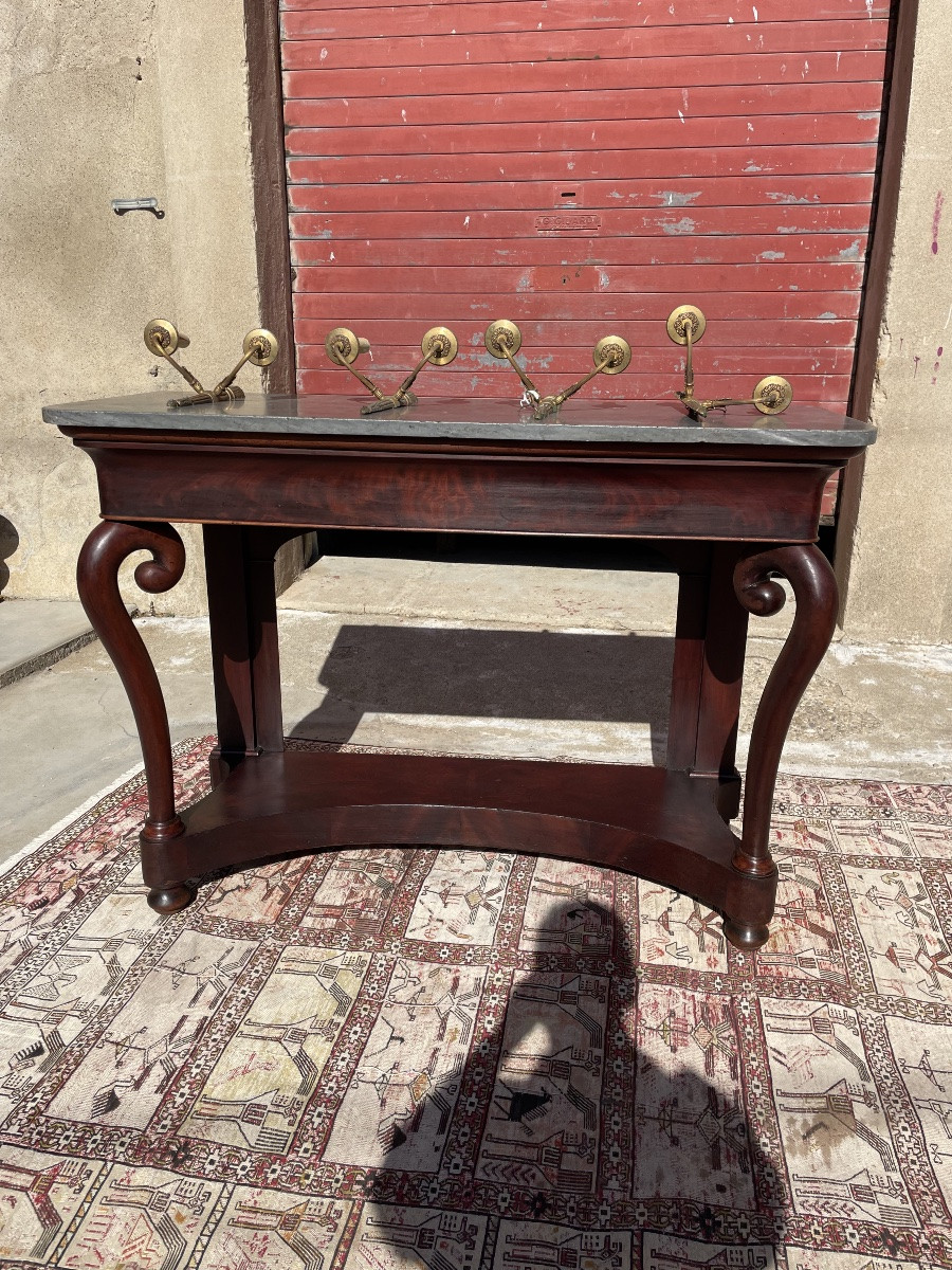 Console,, restauration à crosse en acajou, d epoque XIXEM siècle -photo-2