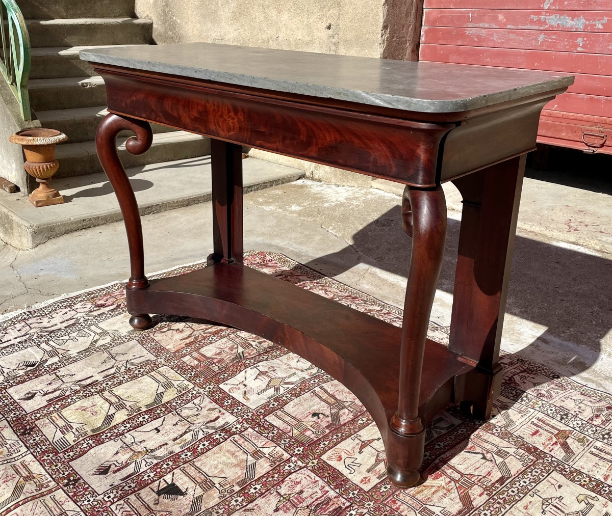 Console,, restauration à crosse en acajou, d epoque XIXEM siècle -photo-4