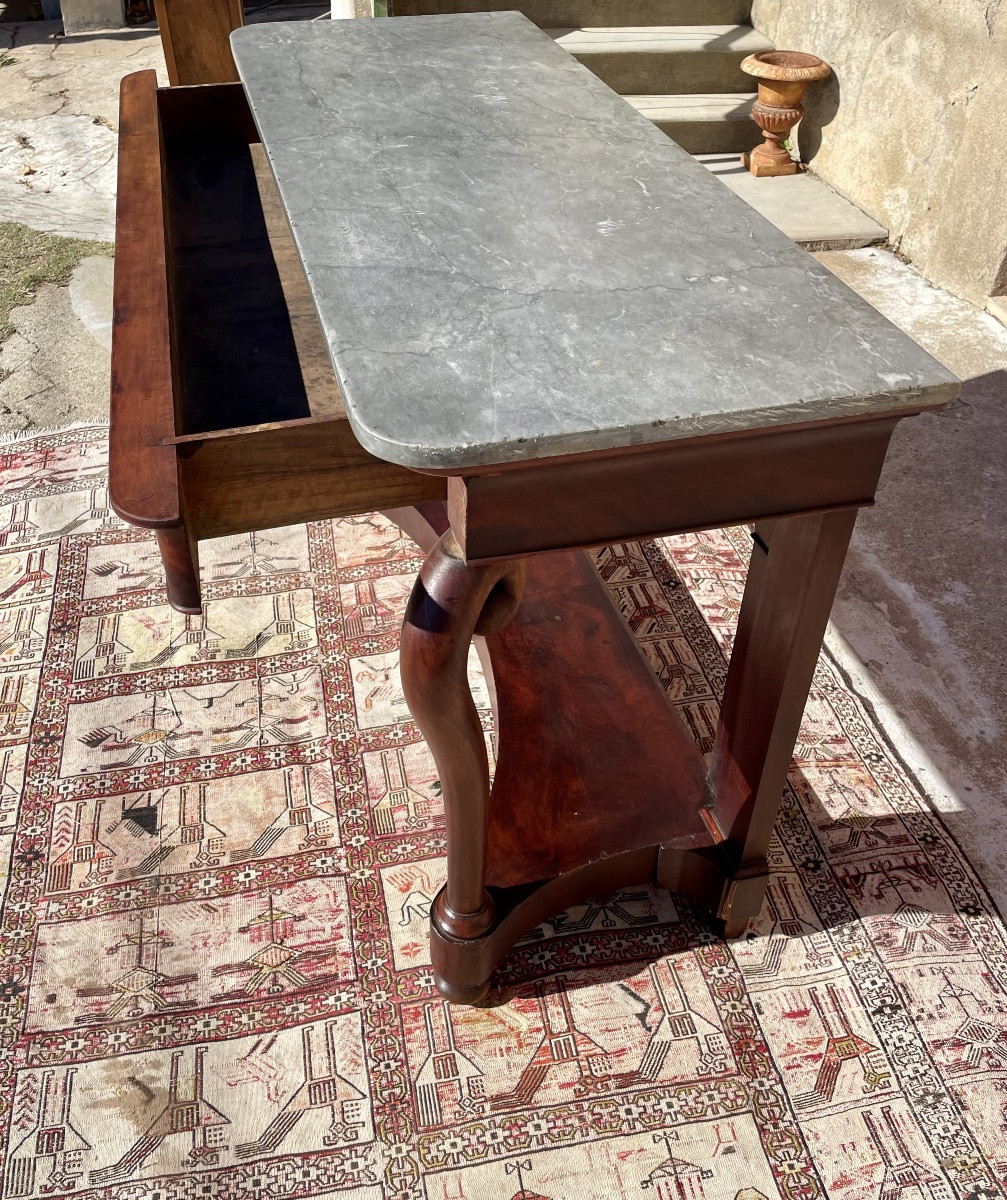 Console,, restauration à crosse en acajou, d epoque XIXEM siècle -photo-1