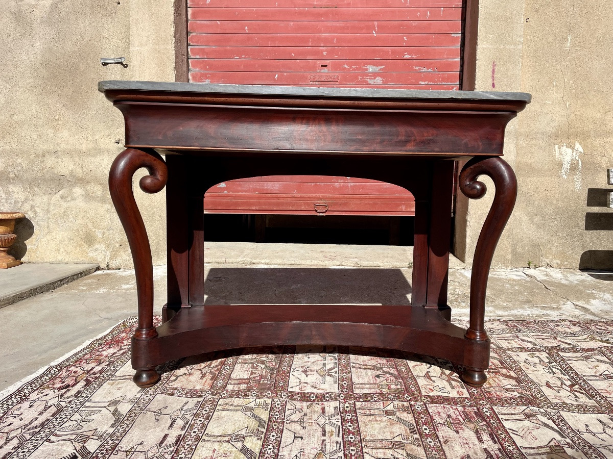 Console,, restauration à crosse en acajou, d epoque XIXEM siècle -photo-6