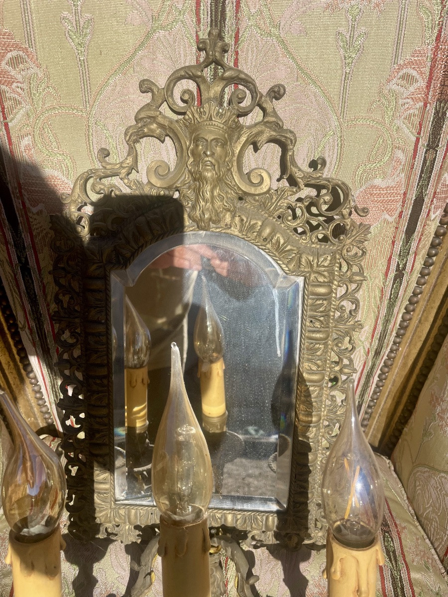 Paire d’applique murale à miroir de style Louis XV, 1900-photo-4