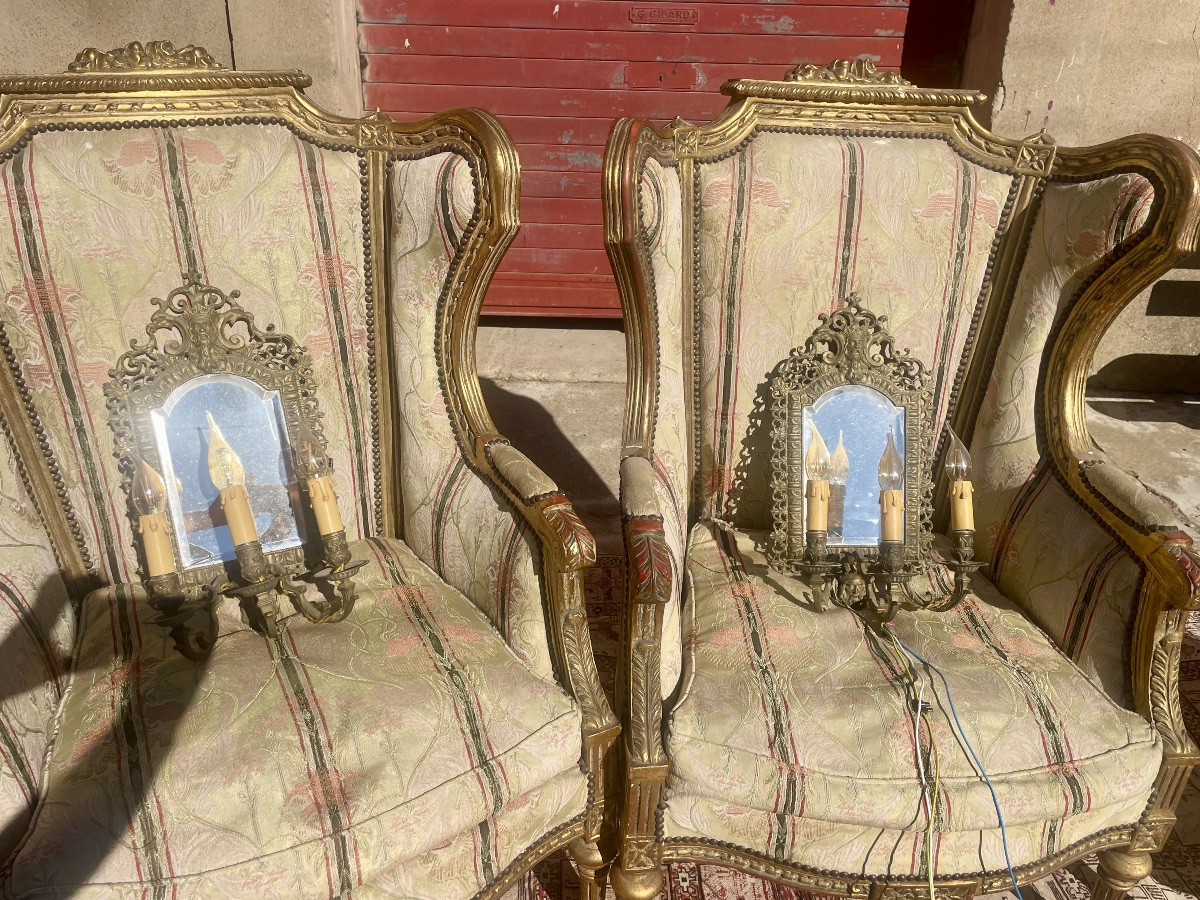 Paire d’applique murale à miroir de style Louis XV, 1900-photo-3