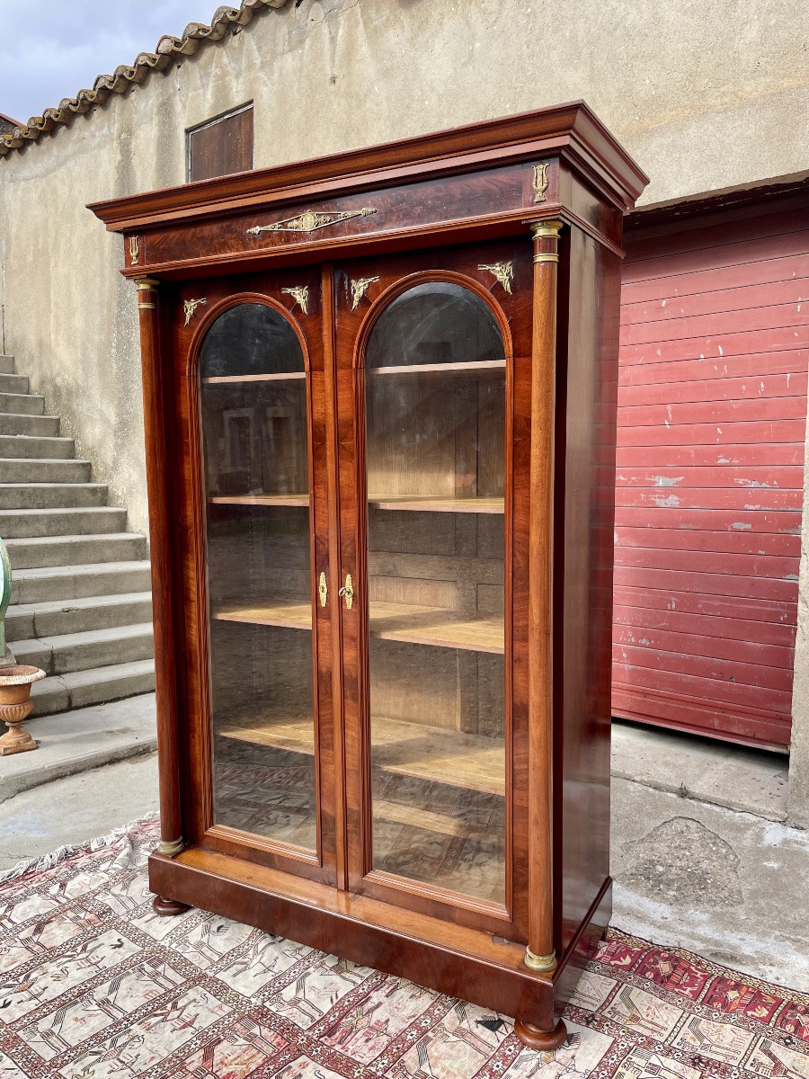 Display Cabinet, Bookcase, Empire Style, Mahogany, Flamed, 19th Century -photo-3