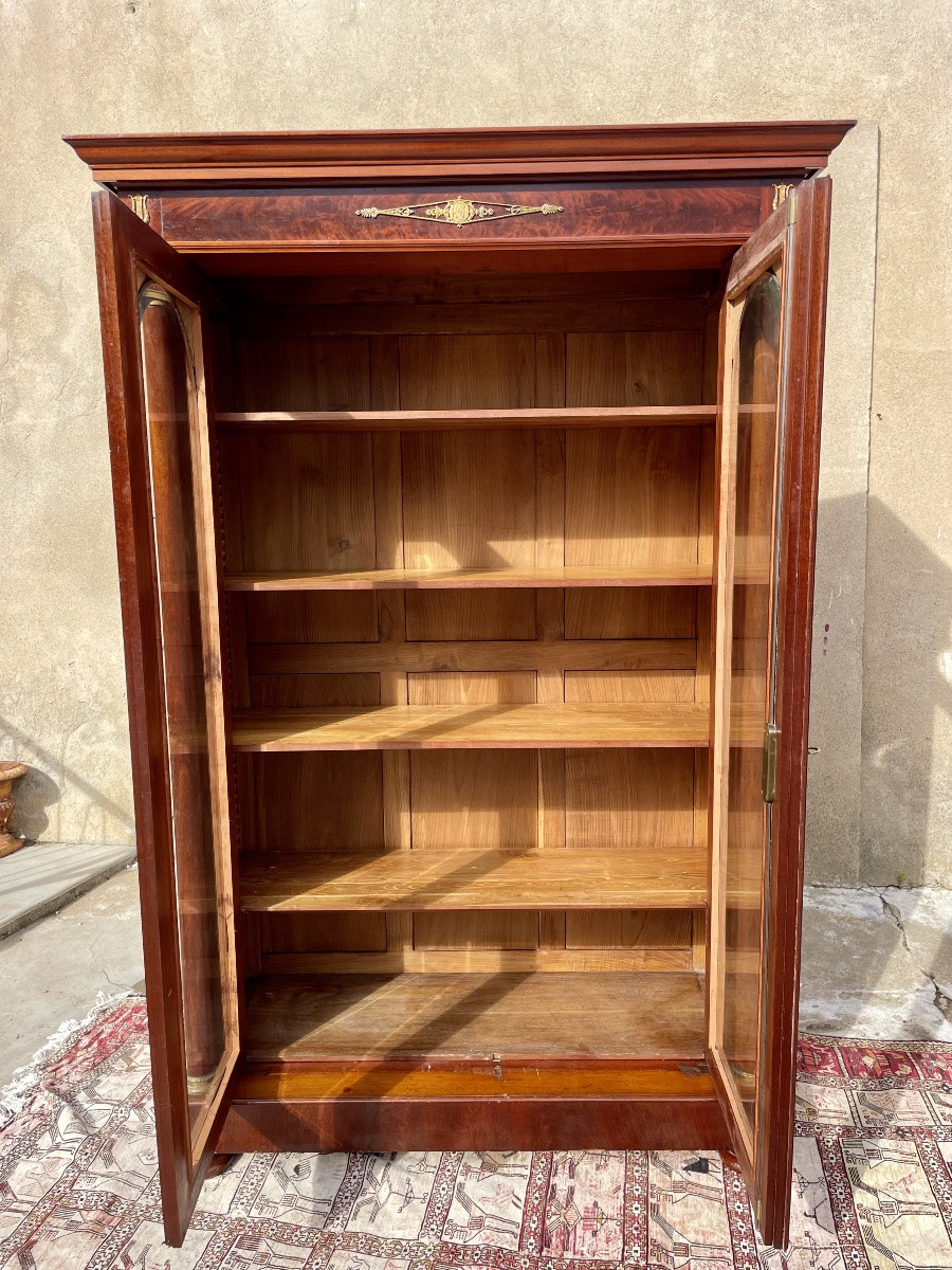 Display Cabinet, Bookcase, Empire Style, Mahogany, Flamed, 19th Century -photo-4