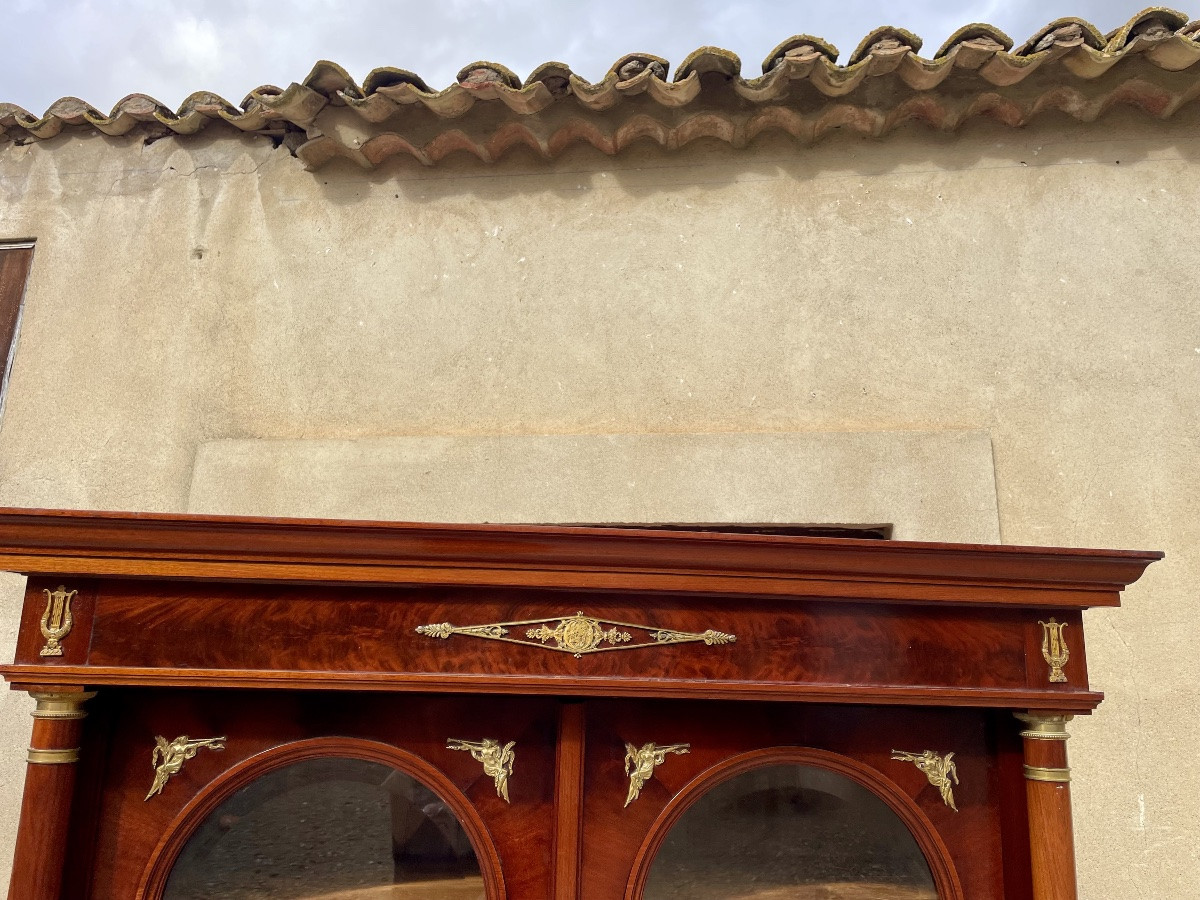 Display Cabinet, Bookcase, Empire Style, Mahogany, Flamed, 19th Century -photo-8