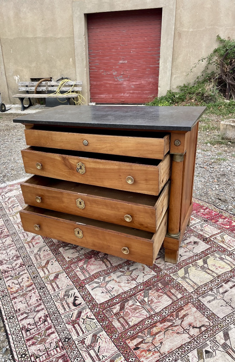 Commode, empire à colonne, détachées d’époque XIXE siècle -photo-2