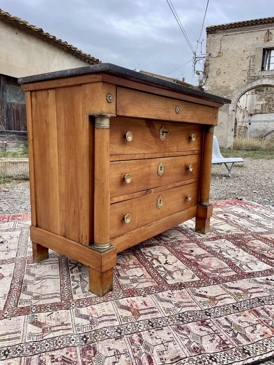 Commode, empire à colonne, détachées d’époque XIXE siècle -photo-3