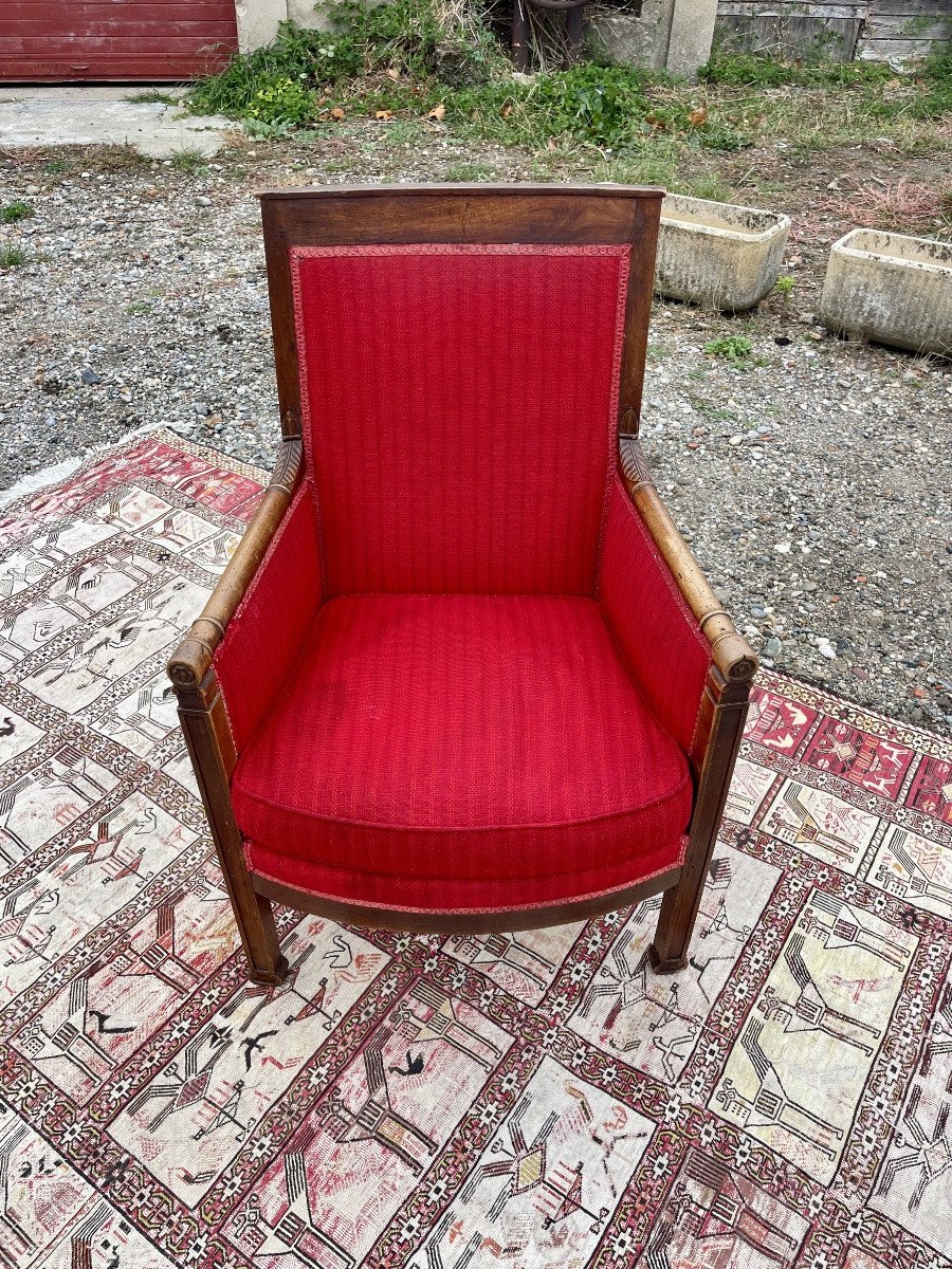 Bergère, Directoire Style, In Walnut, 18th Century -photo-4