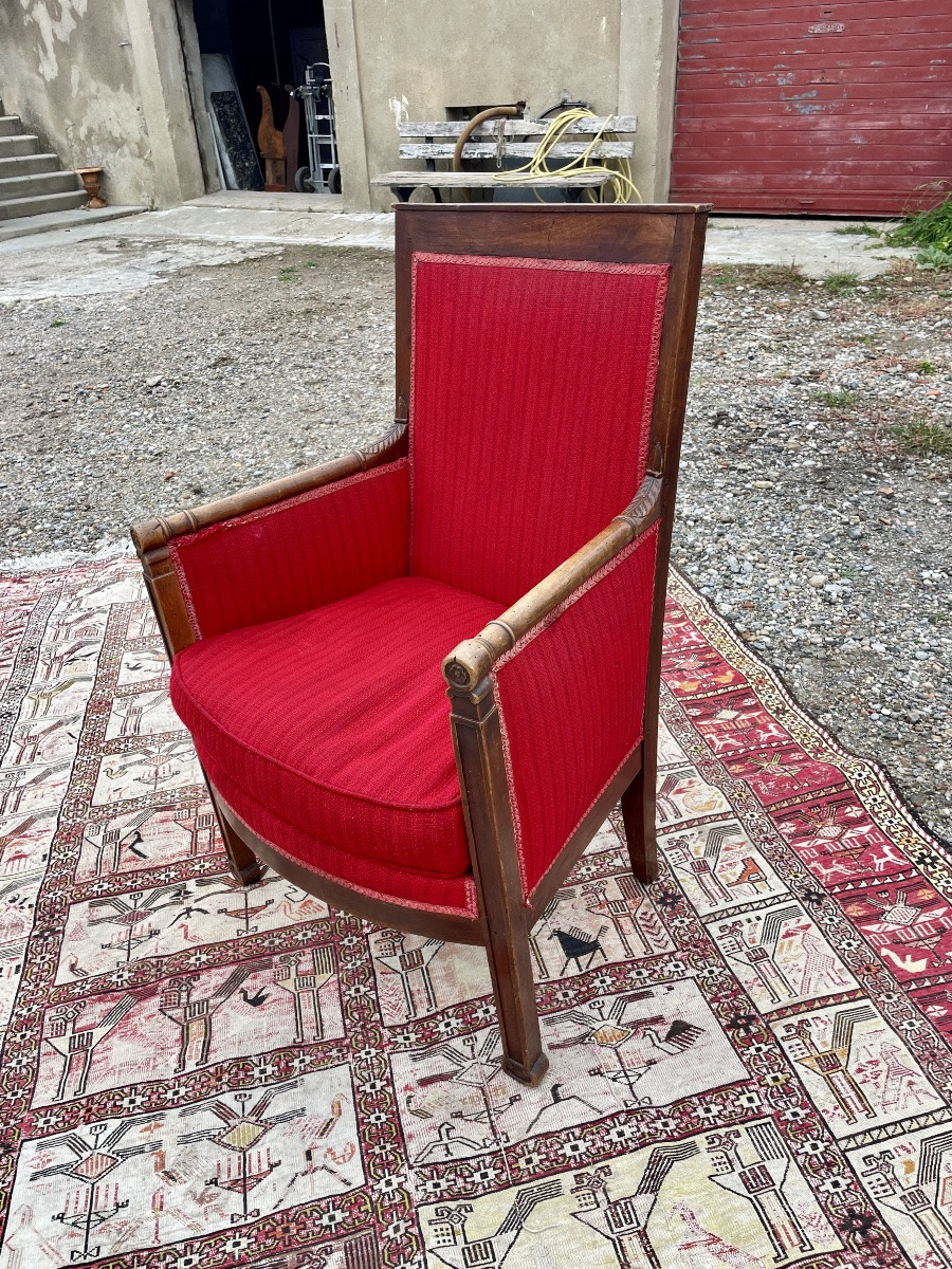 Bergère, Directoire Style, In Walnut, 18th Century -photo-8