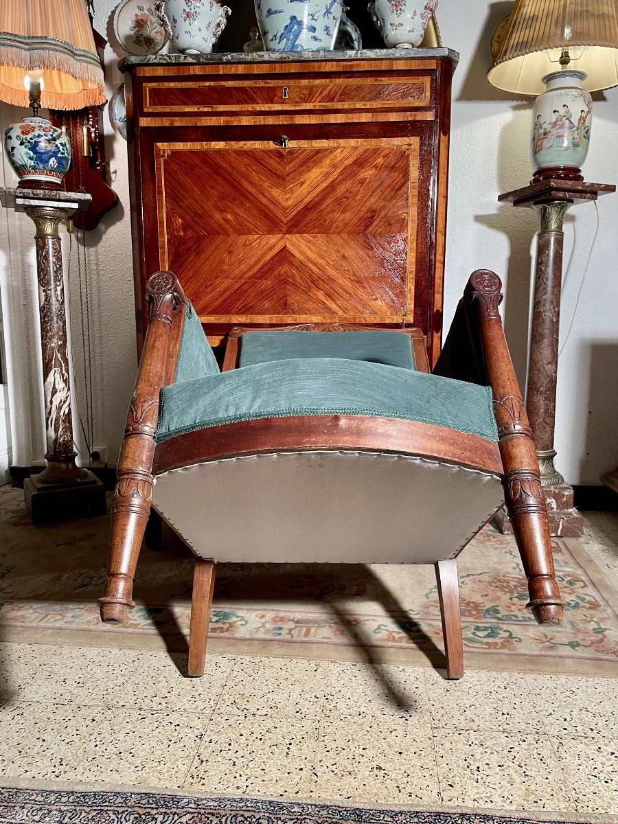 Empire-style Mahogany Bergère Chair From The 19th Century -photo-1