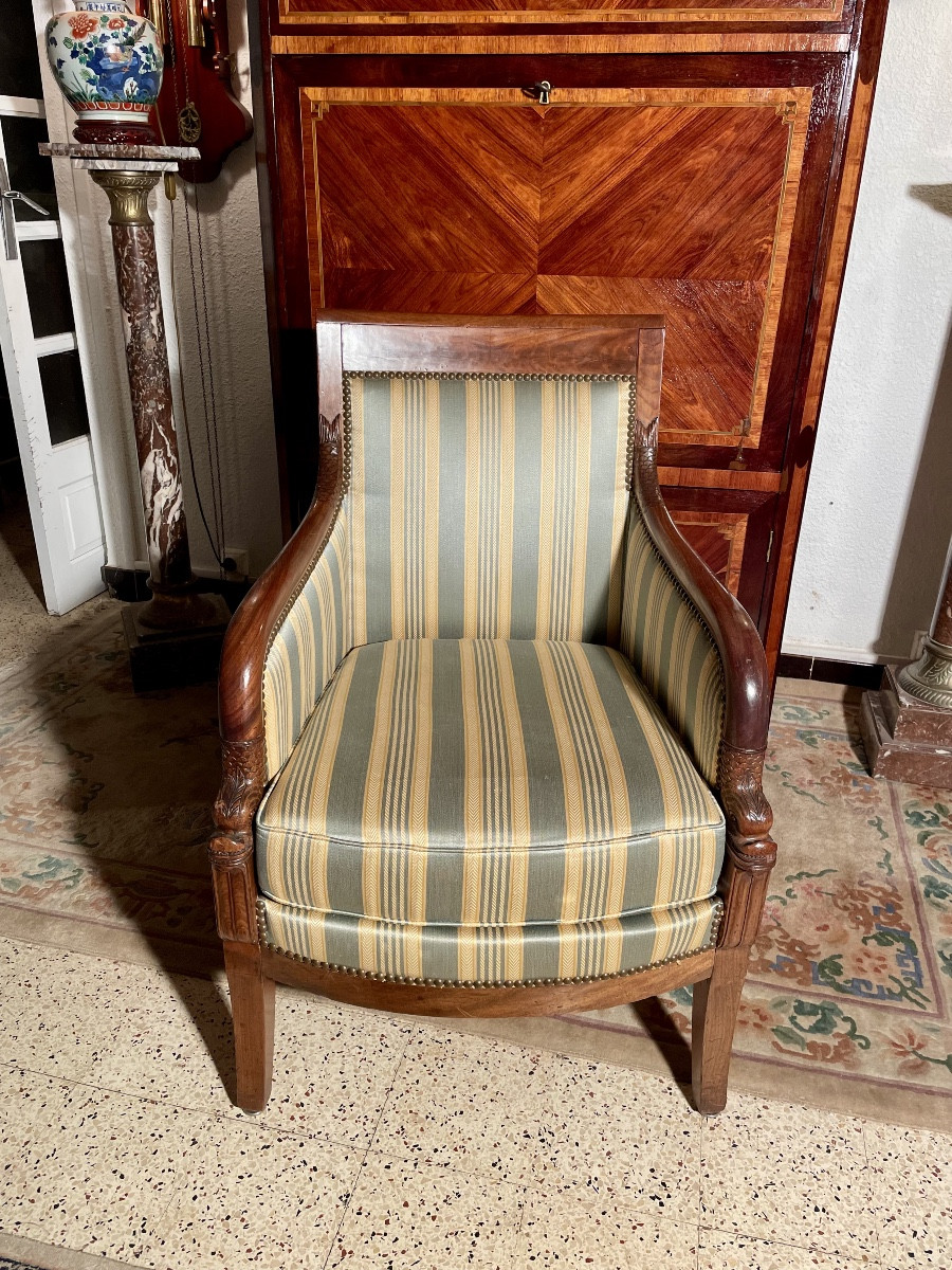 Empire-style Armchair, Stamped, 19th Century 