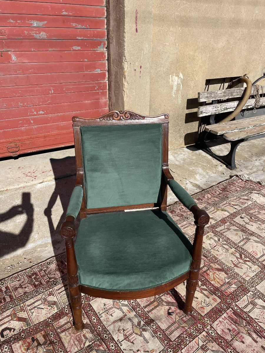 Empire-style Mahogany Armchair, 19th Century -photo-2
