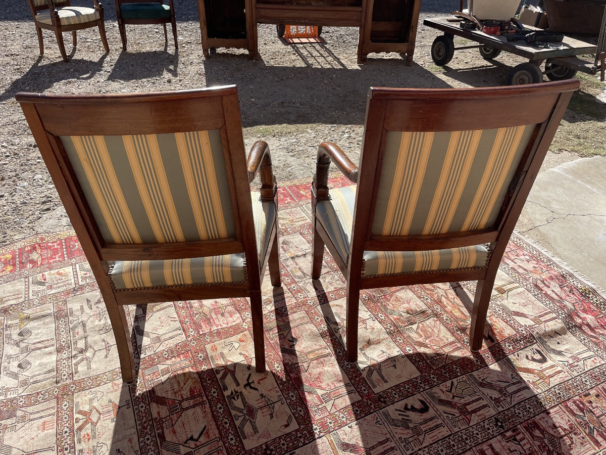 Pair Of Empire-style Mahogany Armchairs, 19th Century -photo-4