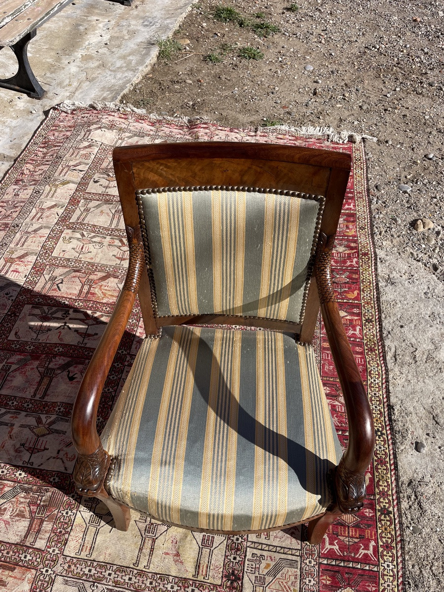Empire Armchair, In Mahogany, From The 19th Century -photo-3