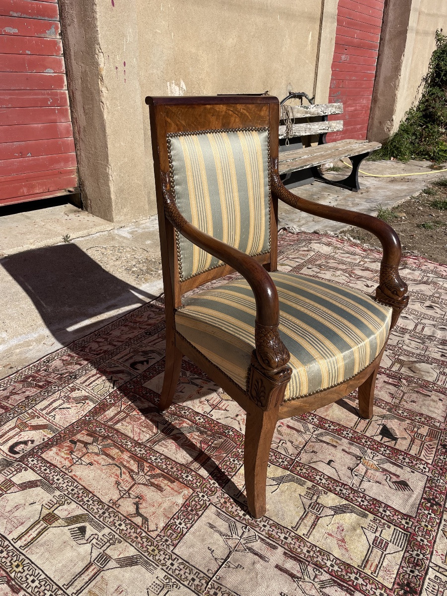 Empire Armchair, In Mahogany, From The 19th Century -photo-4