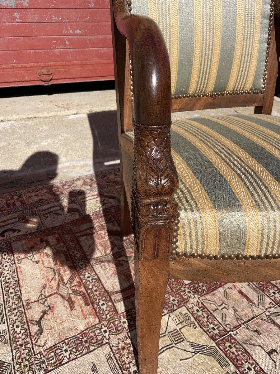 Empire Armchair, In Mahogany, From The 19th Century -photo-7