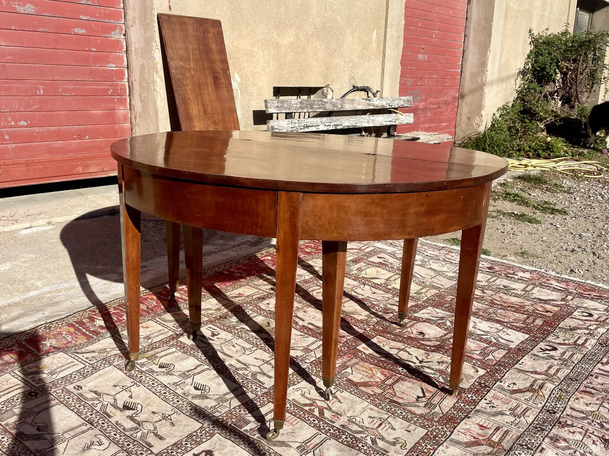 Table, Two. Half-moon Louis XVI Style, In 18th-century Mahogany -photo-4