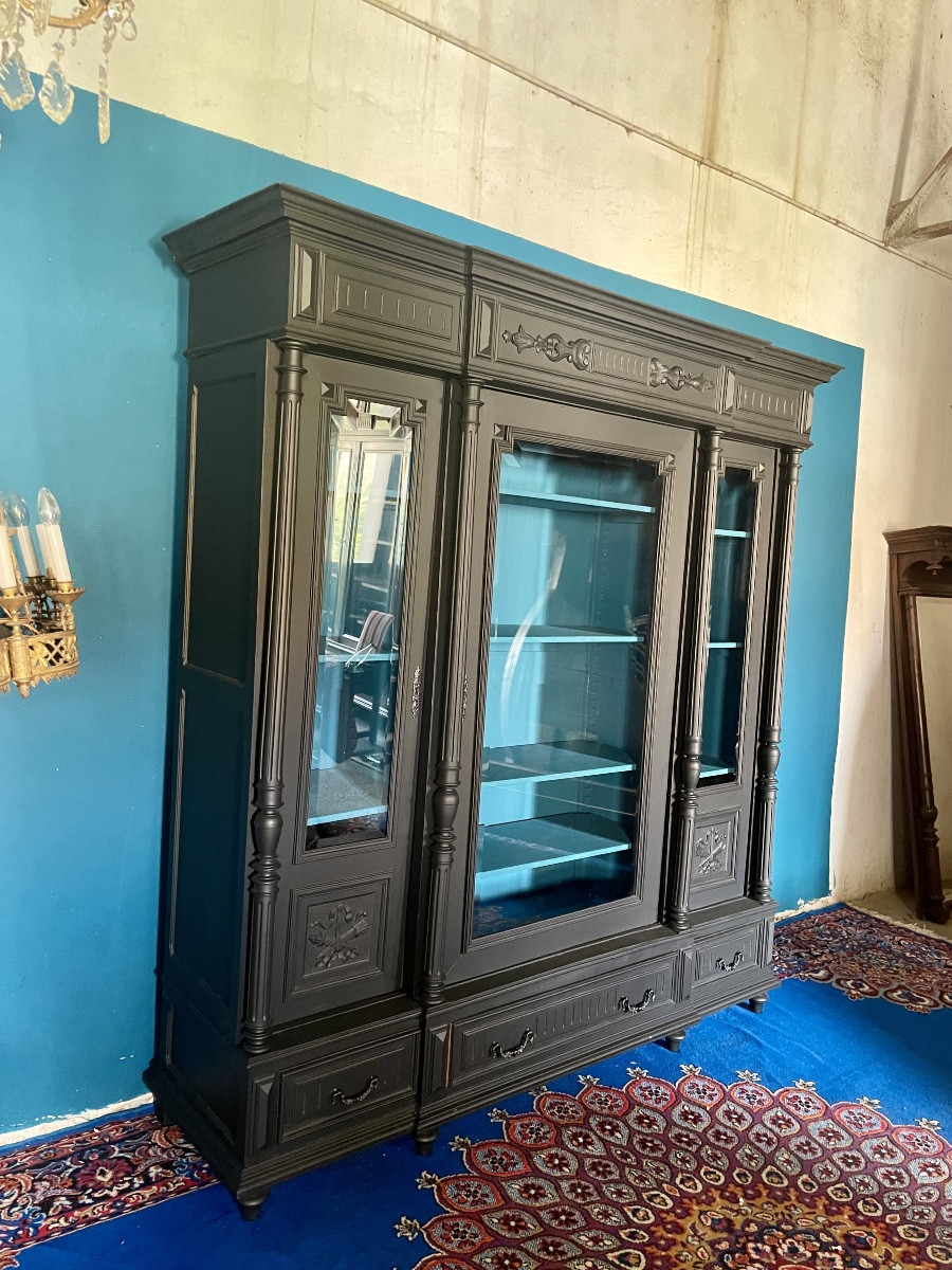 Bibliothèque,,, vitrine, Napoléon III, d’époque  XIXE siècle -photo-4