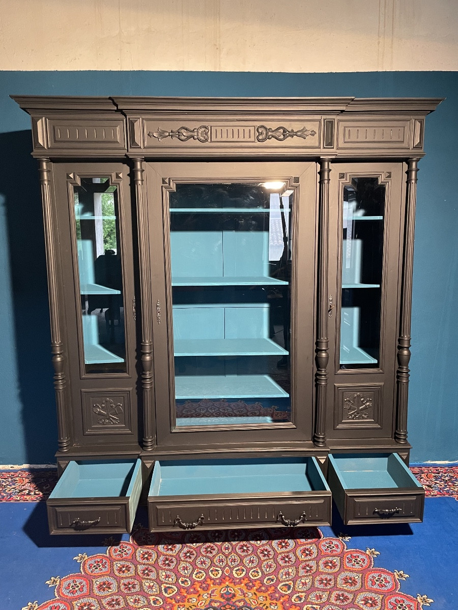 Bibliothèque,,, vitrine, Napoléon III, d’époque  XIXE siècle -photo-3