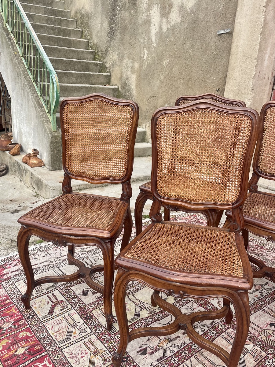 Set Of Six Regency Chairs In Walnut, Dating From The 19th Century -photo-2