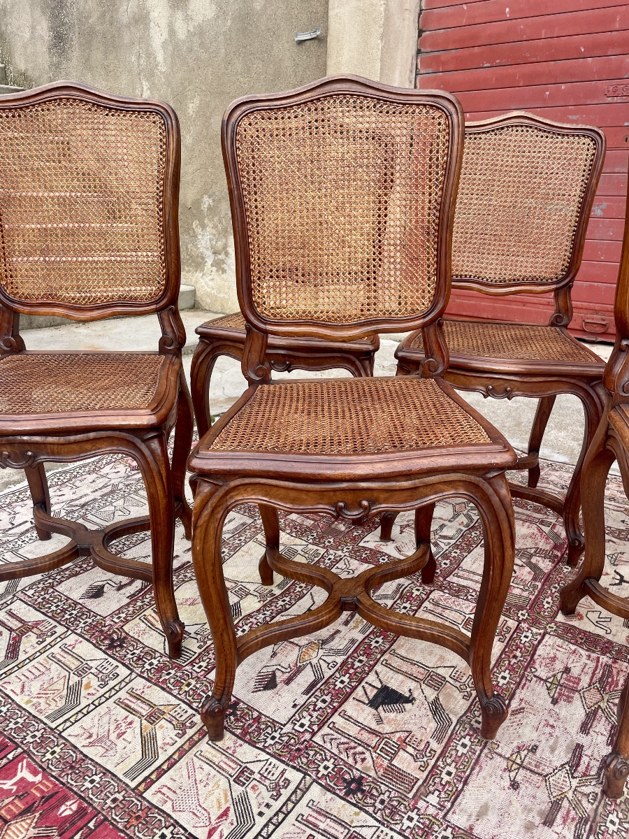 Set Of Six Regency Chairs In Walnut, Dating From The 19th Century -photo-2