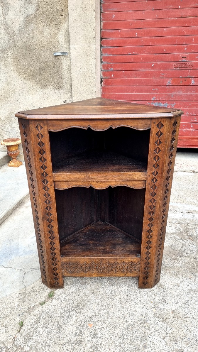 Pair Of Transition Style Corner Cabinets, In Oak And Dating From The 19th Century -photo-4