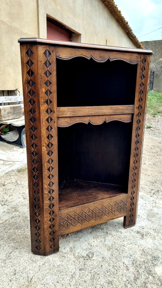 Pair Of Transition Style Corner Cabinets, In Oak And Dating From The 19th Century -photo-1