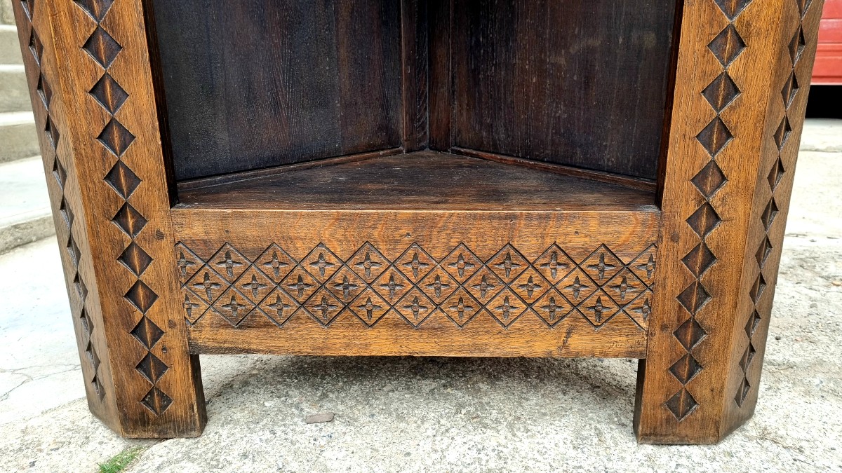 Pair Of Transition Style Corner Cabinets, In Oak And Dating From The 19th Century -photo-4