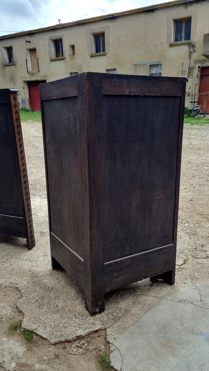 Pair Of Transition Style Corner Cabinets, In Oak And Dating From The 19th Century -photo-5