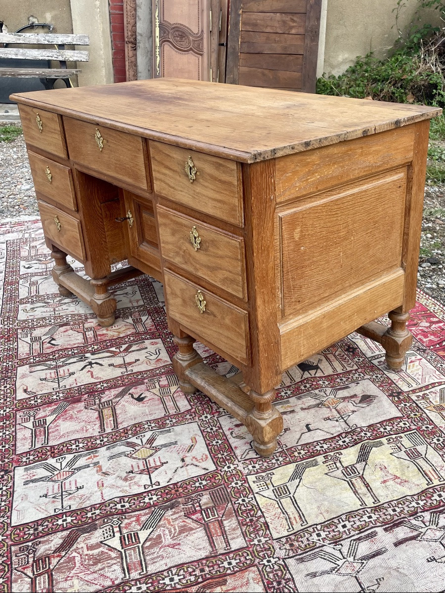 Bureau à caissons louis XIVen chêne d epoque XVIIIem siecle-photo-3