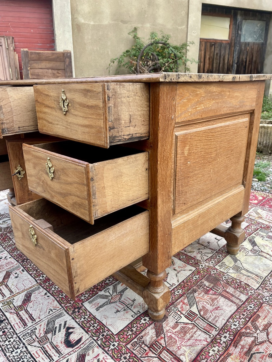 Bureau à caissons louis XIVen chêne d epoque XVIIIem siecle-photo-6