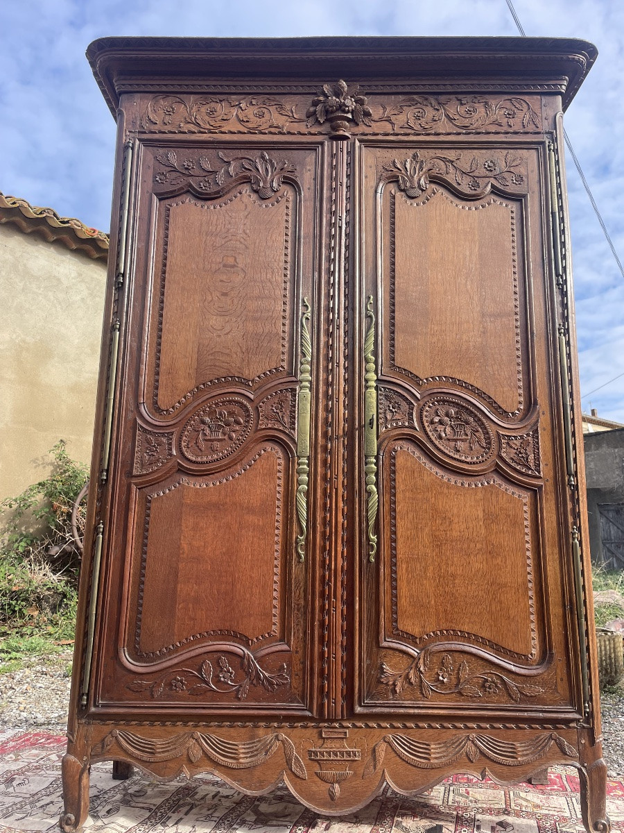 Armoire normande de mariage en chêne d époque XVIIIEM siècle -photo-3