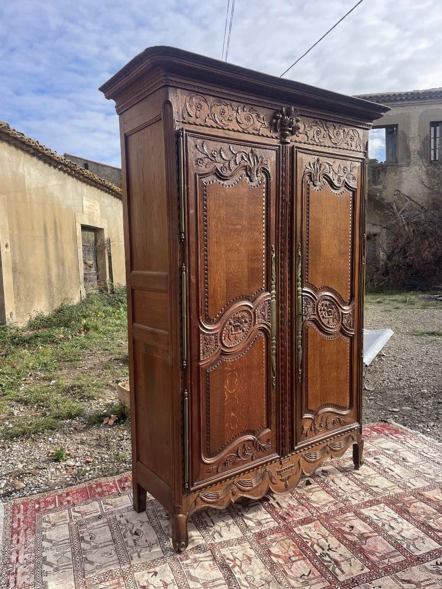 Armoire normande de mariage en chêne d époque XVIIIEM siècle -photo-4