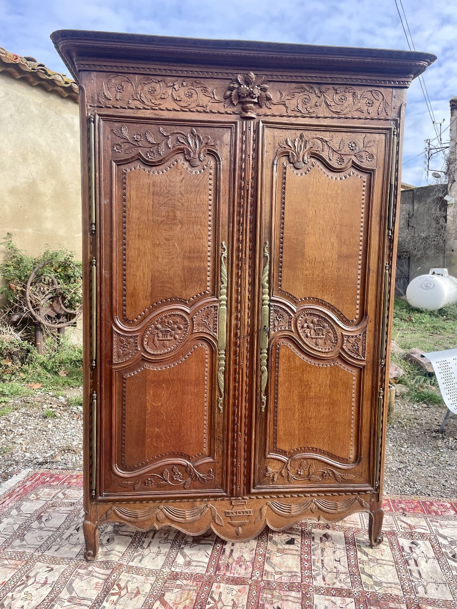 Armoire normande de mariage en chêne d époque XVIIIEM siècle -photo-5